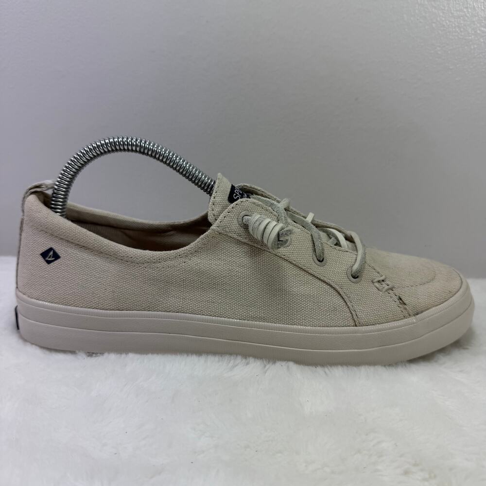 Sperry Women’s Crest Vibe Canvas Sneakers Oat Slip-On Lace – Size 9
